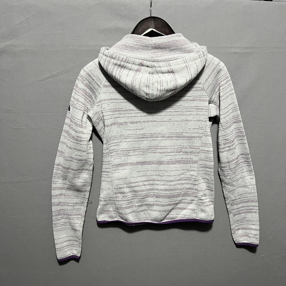 The North Face Hoodie Womens Medium Gray Striped Fleece Henley 1/4 Zip Pullover - Picture 8 of 8
